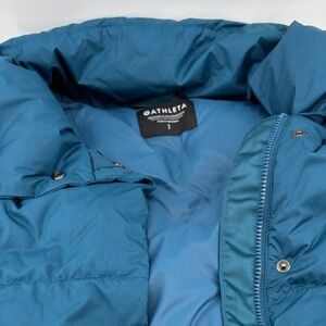Athleta Downtown Vest Teal Blue Puffer Quilted Stand Collar Zip Snap Women's S
